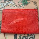 White House | Black Market Red Faux Crocodile Envelope Clutch Shoulder Purse Bag Photo 9