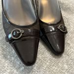 Etienne Aigner  Brown Patent Leather‎ Fabric Logo Sling Back Vanessa Heels 7.5 Photo 1