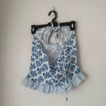 White & Blue Floral Striped Ruffle Halter Top + Matching Maxi Skirt Set S Photo 5