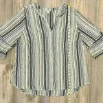 Westport  Blue Striped Shirt Lightweight Bell Sleeve Button Up Blouse Top Size 1X Photo 1
