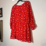 Free People  Babydoll Mini Dress Red Floral Long Sleeve Lined Size 4 Photo 1