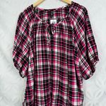 Torrid  Sleep Gauze Henley‎ Short Sleeve Plaid Pink Sleep Shirt Size 2X NWT Photo 5