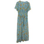 Baltic Born  Birdie Aqua Floral Maxi Dress Flutter Sleeve V Neck Womens L Photo 3
