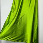 ZARA NWT Bright Green Satin Slip Midi Dress Sz XL Drapey Wrap Side Slit Photo 8