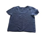 Vince Textured Knit Short Sleeve Scoop Neck Top Navy Blue Women's L Photo 1