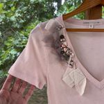 J.Crew Women's Pink Embellished V-Neck Tee Size S. NEW Photo 2