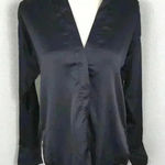 Olivaceous  Women’s Charcoal Gray Satin Blouse Size S Lightweight‎ Casual Office Photo 0
