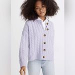 Madewell Pointelle Cable Cardigan Sweater In Lilac Photo 2