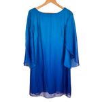 Tahari Blue Teal Ombre Chiffon Cape Overlay Shift Dress size 8 Photo 1