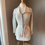 Nic+Zoe  Smoke and Mirrors Beige Textured Knit Cardigan Zip Sweater Small Photo 3