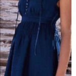 Anthropologie Maeve Ingrid 100% Silk Dress Sapphire Blue Womens Size 2 Smocked Photo 0