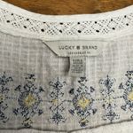 Lucky Brand White Tank Top With Drawstring Size Medium Tank Top Flowers Photo 2