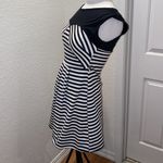 Papaya  Black & White Striped Fit & Flare Sleeveless Boat Neck Dress Sz M Photo 1