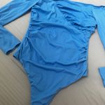 HYZ Women's Trendy Sexy Off The Shoulder Long Sleeve Ruched. Blue Size L Photo 3