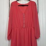 EXPRESS  Pink V-Neck Zip Front Long Sleeves Romper Size XL Photo 0