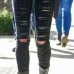 ZARA  Woman Premium Denim Black Skinny Distressed Jeans Size‎ 8 Photo 0