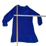 Banana Republic Blue Dress Micro Pleated Loose Fit Balloon Sleeves Size Medium Photo 5
