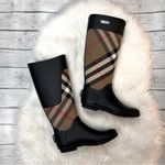 Burberry Black and Brown Plaid Rain Boots Photo 1