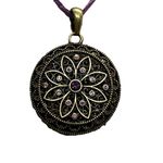 Lia Sophia  Serendipity Necklace Retired Matte Gold Tone Purple Leather Adj 19" Photo 1