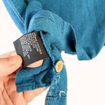 Erika Dusty Blue Linen Embroidered Sleeveless Shell Tank Top Size L Cottagecore Photo 6