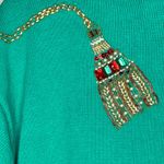 VTG Victoria Harbour Green Beaded Tassel Holiday Sweater Womens M Christmas Glam Size M Photo 7