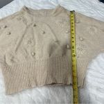 Lush Clothing Lush Size Small Cream Textured Mock Neck Knitted Pullover Sweater Rustic Cowboy Photo 5