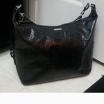Ralph Lauren Lauren  Black Croc-Embossed Shoulder Bag Photo 1