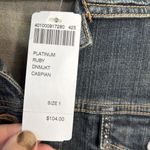 Chico's Platinum Denim Crystal Studded Medium Wash Jean Jacket W1123 Sz M Photo 5