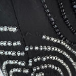 Vintage 80’s Night Vogue 100% Silk Beaded Cocktail Dress Black Silver Photo 11