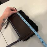 KDB Brown Genuine Cowhide Leather Black Fur Lined Crossbody Small Bag Photo 13