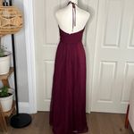 Amsale Silk Cranberry Wine silk Bridesmaids Dress Size 4 A Photo 3