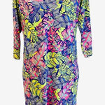 Caribbean Joe women dress floral, v-neck UPF S green blue Photo 0