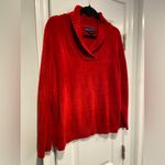 Karen Scott  Size L Red Shawl Neck Soft Chenille Knit Pullover Swsater Photo 2