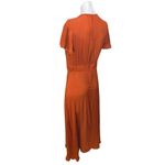 Francesca's NEW Blue Rain Orange Satin Tie Front High-Low Midi A-Line Dress Sz L Photo 1