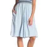 ALLEN SCHWARTZ Delilah Smocked Gingham Deep V Neck Midi Dress Photo 11