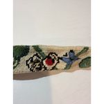 Vintage Needlepoint Leather Belt – Floral Bird Cottagecore Womens M Tan Photo 5