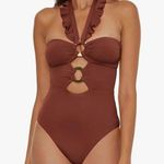Soluna $148 Women's Standard Buckle Up One Piece Bandeau Swimsuit S Brown Photo 0