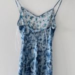Reformation Blue Floral Silk Dress Photo 7