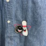 AMRAV authentic jeanswear bowling embroidered L novelty cotton button up shirt Blue Size L Photo 3