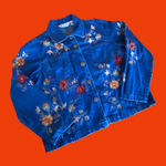 Vintage 90s floral embroidered denim jean jacket 🔥 Blue Size XL Photo 0