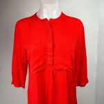 H&M  Orange Henley 3/4 Sleeve Patch Pockets Mini Pull On Casual Shirt Dress Sz 4 Photo 5