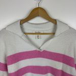Jessica Simpson  Pink Striped Sweater Sz M V-Neck Pullover Country‎ Club Preppy Photo 1