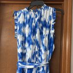 Tahar ASL New Tahari ASL Women's Sleeveless Ruffle Neck Printed Crinkle Midi Dress Photo 8