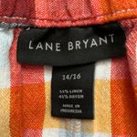 Lane Bryant  Faux-Wrap Ruffle A-Line Maxi Skirt Multicolor Plaid Linen Size 14/16 Photo 6