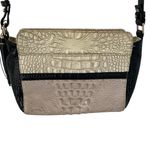 Brahmin  Hillary Leather Croc Embossed Crossbody Purse Bag beige black tan Photo 1