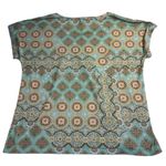Gloria Vanderbilt  Women's XL Aqua Mist Combo Printed‎ Embellished Top Photo 1