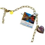 NEW Venetian Murano Glass HEARTS NECKLACE Silver Foil Dyadema Made In Italy NWT Gold Photo 3