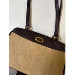 Etienne Aigner Vintage Structured Satchel – Woven Straw & Leather – Brown/Beige Photo 1