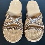 Crocs Patricia Wedge Metallic Animal Print Sandal Tan Brown Sz 10 Photo 3