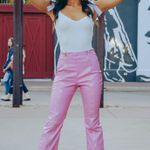 Pink Faux Leather Flared Pants Photo 2